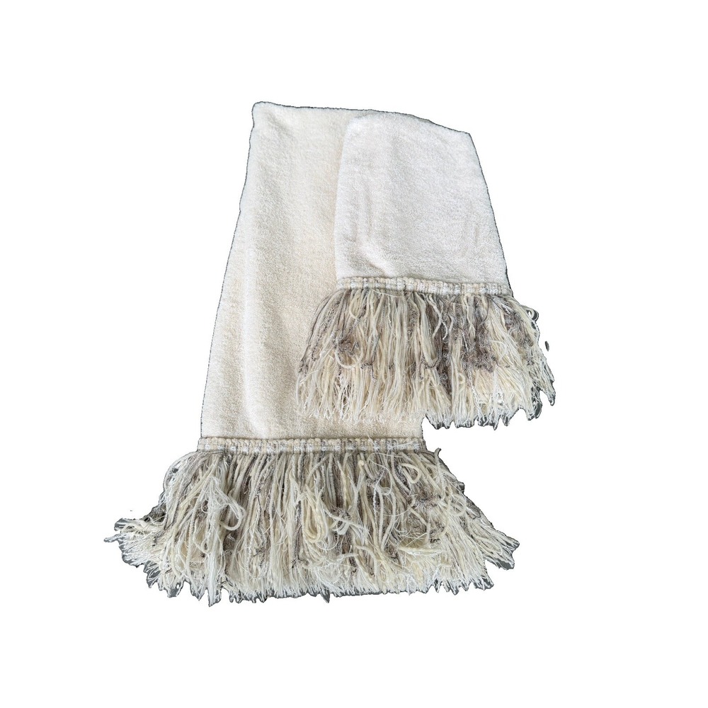 Vintage Royal Velvet by Fieldcrest Bath Towel & Hand Towel Set Of 2 Beige Cotton